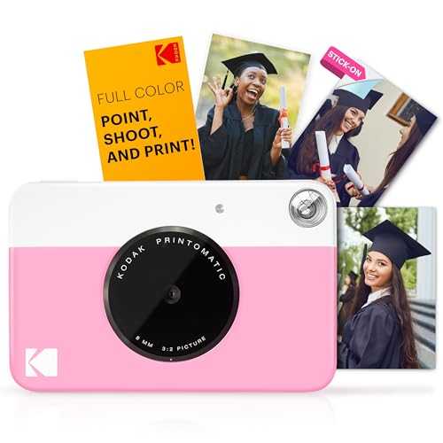 KODAK Printomatic Full-Color Instant Print Digital Camera - Zink 2x3" Sticky-Back Photo Paper - 5MP, Portable, Creative Fun Gift for Birthday, Christmas, Holiday - Pink