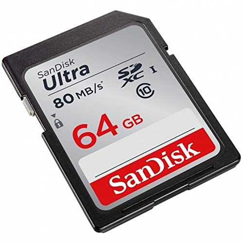 SanDisk Ultra SDXC Memory Card Up to 80 MB/s, Class 10, U1, 64 GB, Black/Grey
