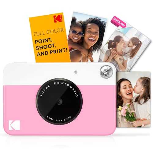KODAK Printomatic Full-Color Instant Print Digital Camera - Zink 2x3" Sticky-Back Photo Paper - 5MP, Portable, Creative Fun Gift for Birthday, Christmas, Holiday - Pink