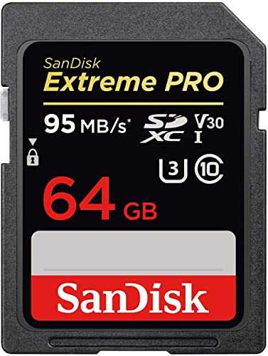 SanDisk Extreme PRO SDXC Memory Card up to 95 MB/s, Class 10, U3, V30 - 64GB